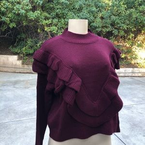 Burgundy ruffled sweater